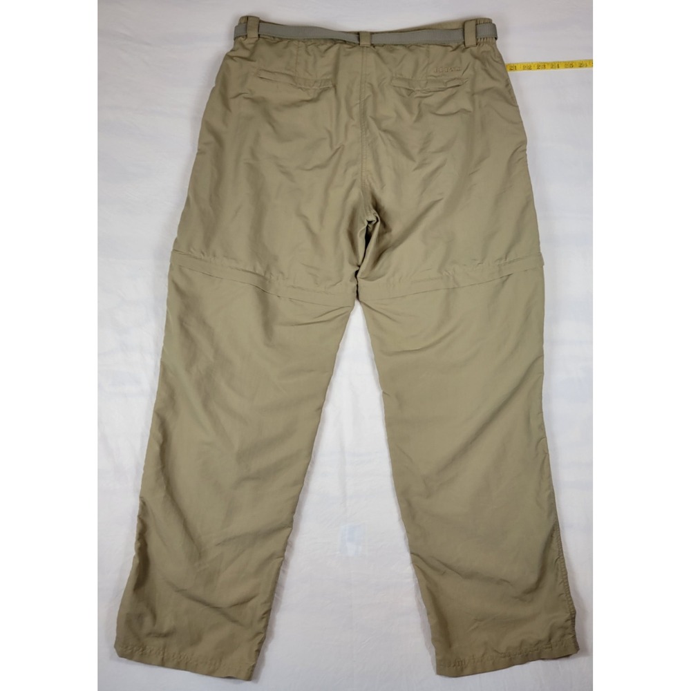 LL Bean Convertible Hiking Pants Mens XL Tan Khaki Zip Off Cargo Nylon Belted - Picture 8 of 10
